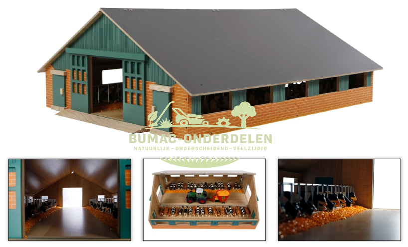 Kids Globe loopstal schaal 1:32, Grote Boerderij Speelset Schuur 73x60x26cm voor Koeien, Kalfjes, Tractoren en Accessoires, boerderij speelgoed onderdeel