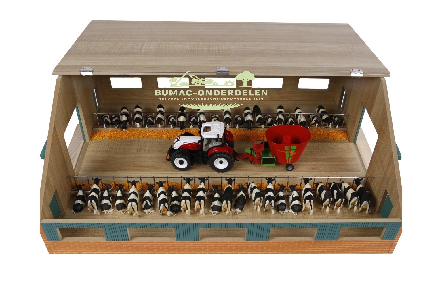 Kids Globe loopstal schaal 1:32, Grote Boerderij Speelset Schuur 73x60x26cm voor Koeien, Kalfjes, Tractoren en Accessoires, boerderij speelgoed onderdeel