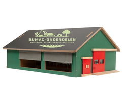 Kids Globe stal 1:32 met 4x windbreekgaas, boerderij schuur speelgoed onderdeel