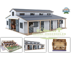 Kids Globe paardenstal 1:24 met 7 boxen en weiland speelgoed onderdeel
