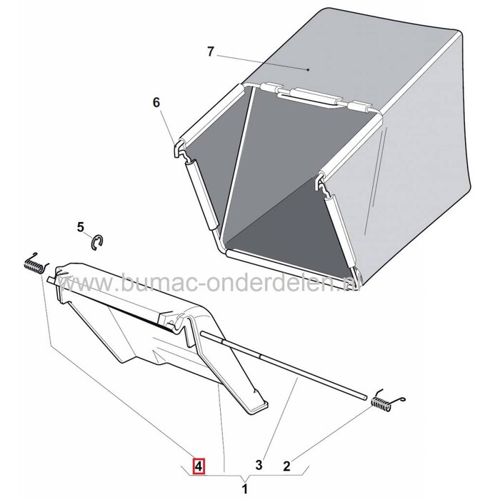 Veer Rechts voor Achterklep CASTELGARDEN - STIGA - ALPINA - MOUNTFIELD Loopmaaier - Grasmaaier - Benzinemaaier - Cirkelmaaier, Rechter Veer