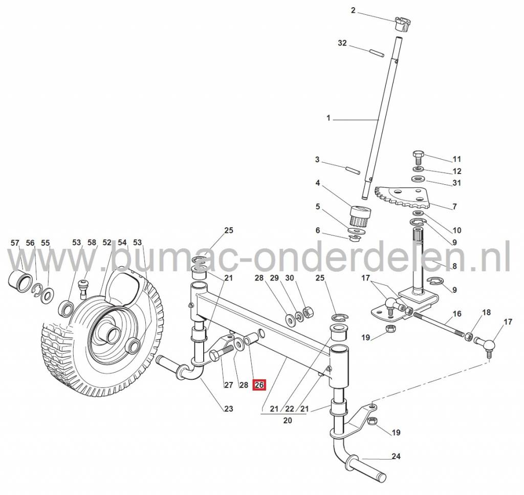 Bus voor Vooras Ophanging CASTELGARDEN Zitmaaiers, Stiga - Alpina - Mountfield - Castel Garden, Geleidebus voor Ophangen Voor As bij Zitmaaier - Frontmaaier - Tuintrekker