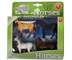 Kids Globe 4 paarden 1:32 – realistische speelgoed paarden set, onderdeel