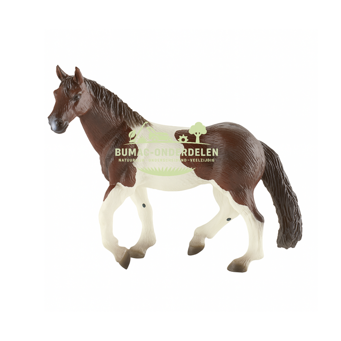 Bullyland Paint Horse merrie – realistisch paarden onderdeel in bruin-witte Tobiano-tekening, duurzaam PVC-vrij speelgoedpaard 1:24 voor Kids Globe boerderij en Bullyland paardenstal
