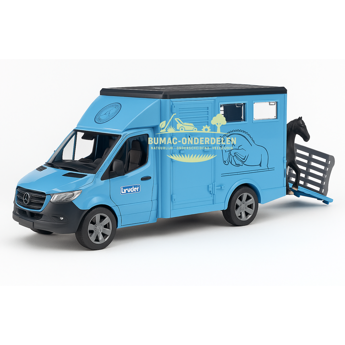 Bruder MB Sprinter paardentransporter met paard – Mercedes-Benz Sprinter met paardentrailer en 1 paard – realistisch speelgoedvoertuig in schaal 1:16 voor boerderij en manege – Bruder speelgoed onderdeel