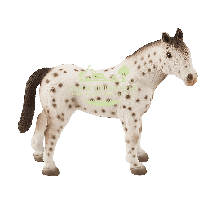 Bullyland Knabstrupper hengst speelgoed paard 10,5 cm – levensecht paardonderdeel met vlekkenpatroon, geschikt voor Kids Globe en Bruder paardenstallen, duurzame speelkwaliteit voor kinderen vanaf 3 jaar