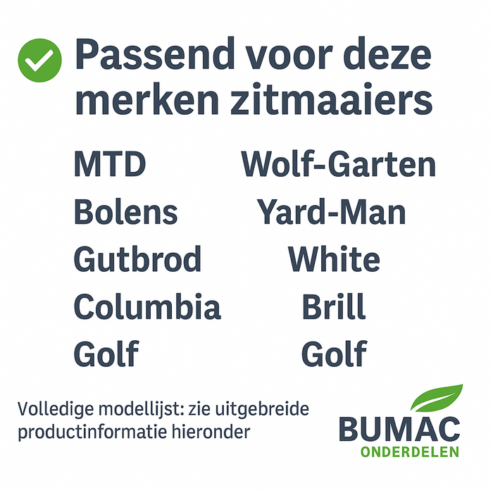 Onderdeel V-snaar maaidek-aandrijving voor zitmaaier MTD, Wolf, Yard-Man, White en Bolens – geschikt voor MTD B- en 400-serie (38″ maaidek)