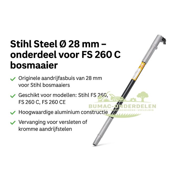Stihl FS 260 C steel Ø 28 mm – originele steel voor Stihl bosmaaier, compleet onderdeel