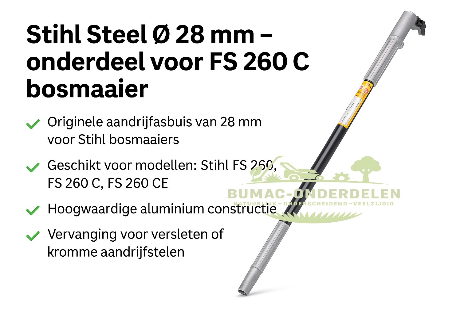 Stihl FS 260 C steel Ø 28 mm – originele steel voor Stihl bosmaaier, compleet onderdeel