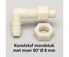 Kunststof mondstuk met moer 90° Ø 8 mm onderdeel