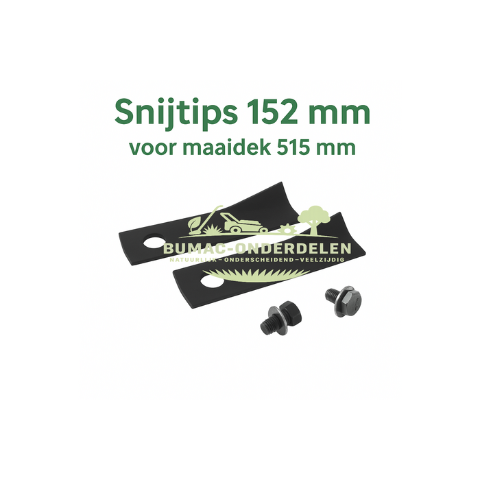 Mestip-set 152 mm voor MTD / Rover / Bolens maaidekken 515 mm – snijtip-set met bouten en moeren