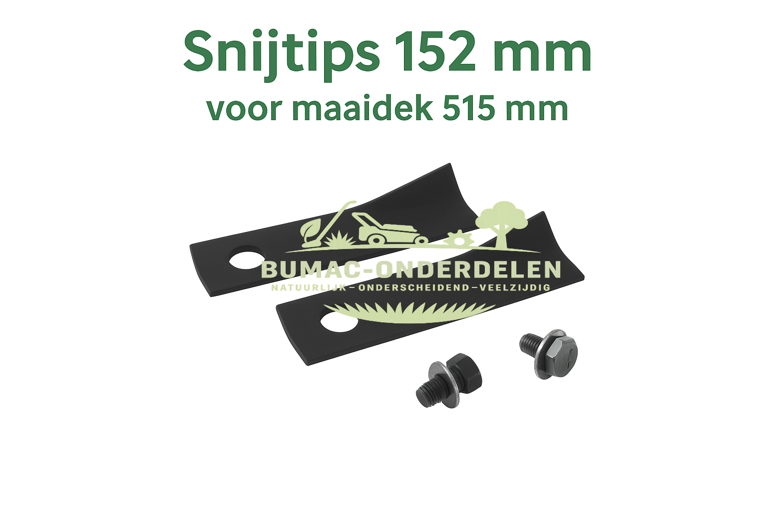 Mestip-set 152 mm voor MTD / Rover / Bolens maaidekken 515 mm – snijtip-set met bouten en moeren
