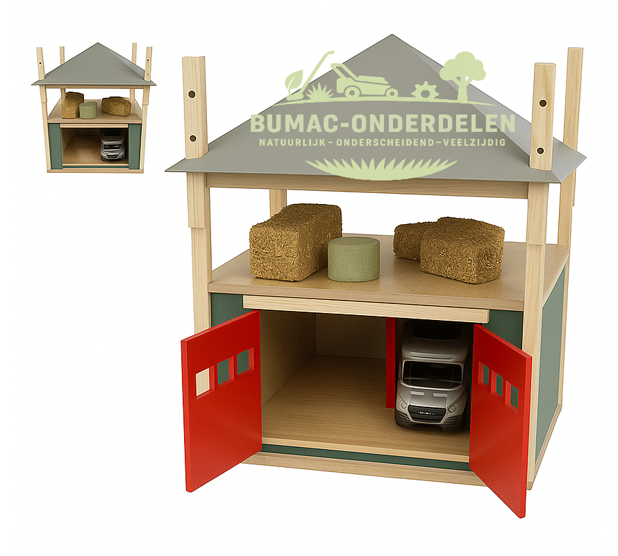 Kids Globe hooizolder speelgoed boerderijschuur, realistisch houten boerderijonderdeel schaal 1:32