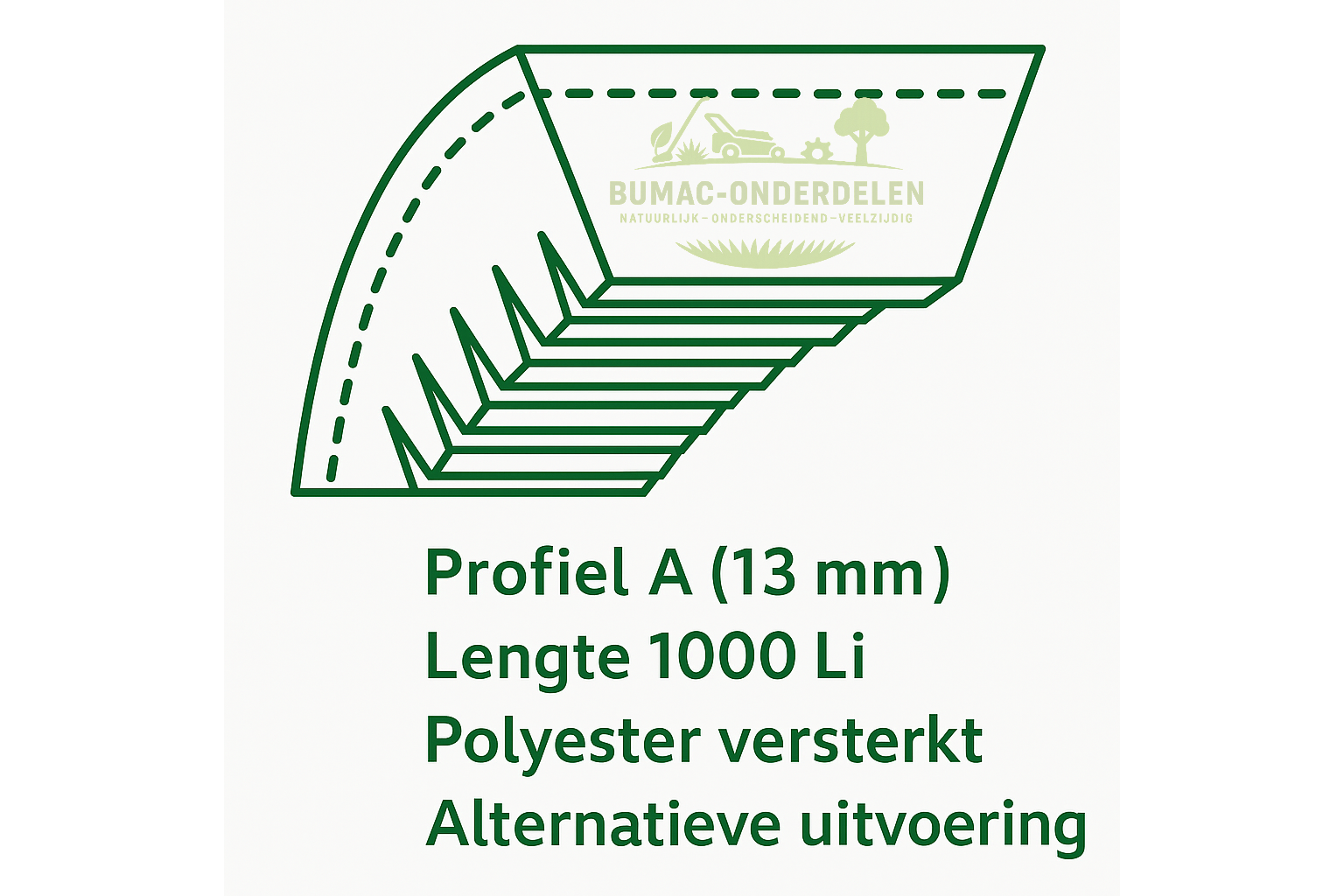 V-snaar 13×1000 Li voor Stiga Park zitmaaiers – motor naar tussenas aandrijving – onderdeel voor Park 10 t/m 18 HST Classic Pro Royal Senator President 2002 HST
