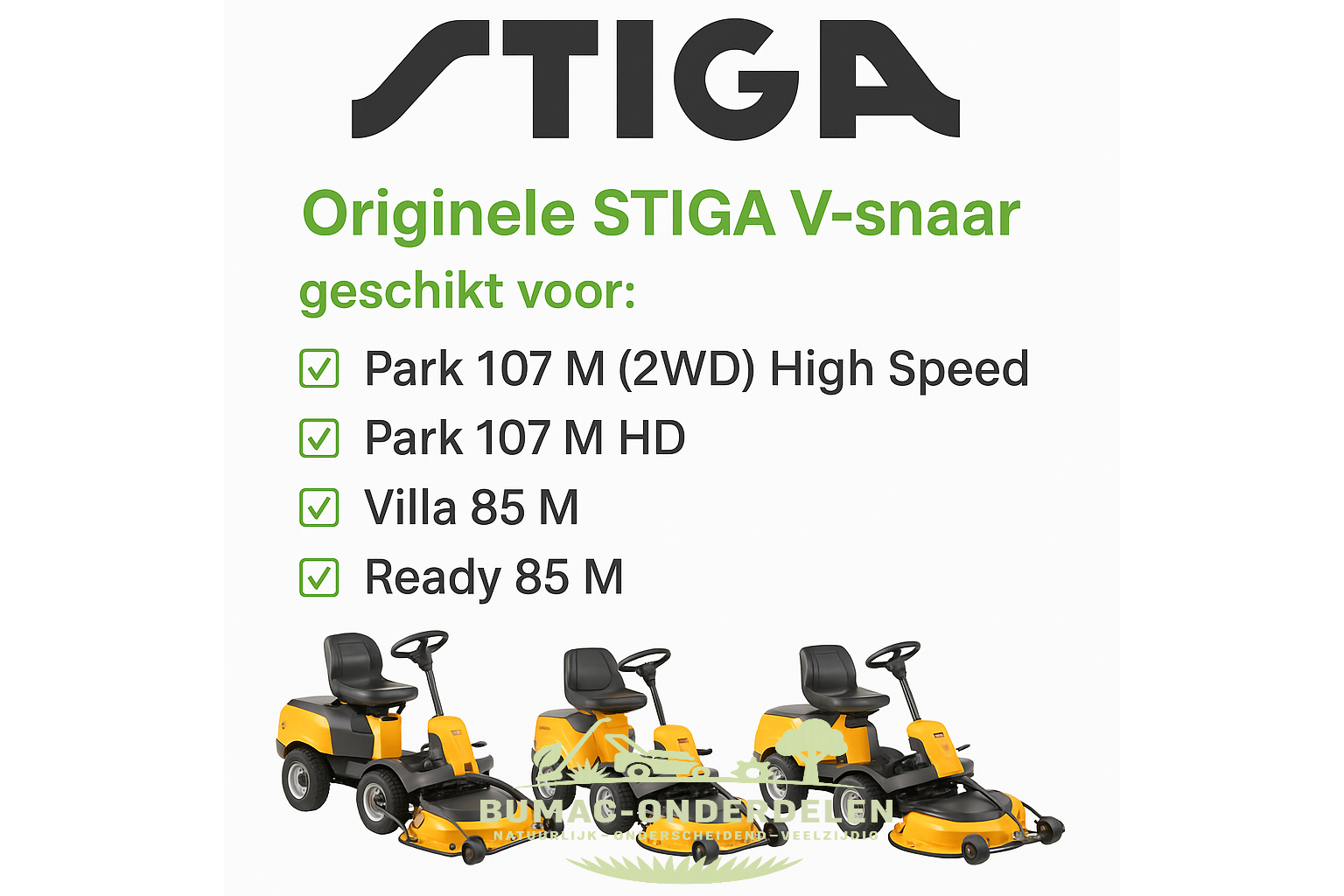Stiga Originele Stiga V-snaar onderdeel 12,7 × 2235 mm voor Park 107 M / Villa 85 M zitmaaier maaidek-aandrijving