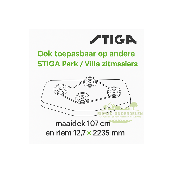 Stiga Universeel versterkt onderdeel – aandrijfriem 12,7 x 2235 mm voor maaidek Stiga Park 107 M, Villa 85 M en Ready 85 M