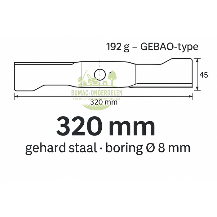 Stiga Maaimes onderdeel 320 mm (Ø 8 mm boring) – passend voor Stiga Collector 34E / Combi 34E / 35E