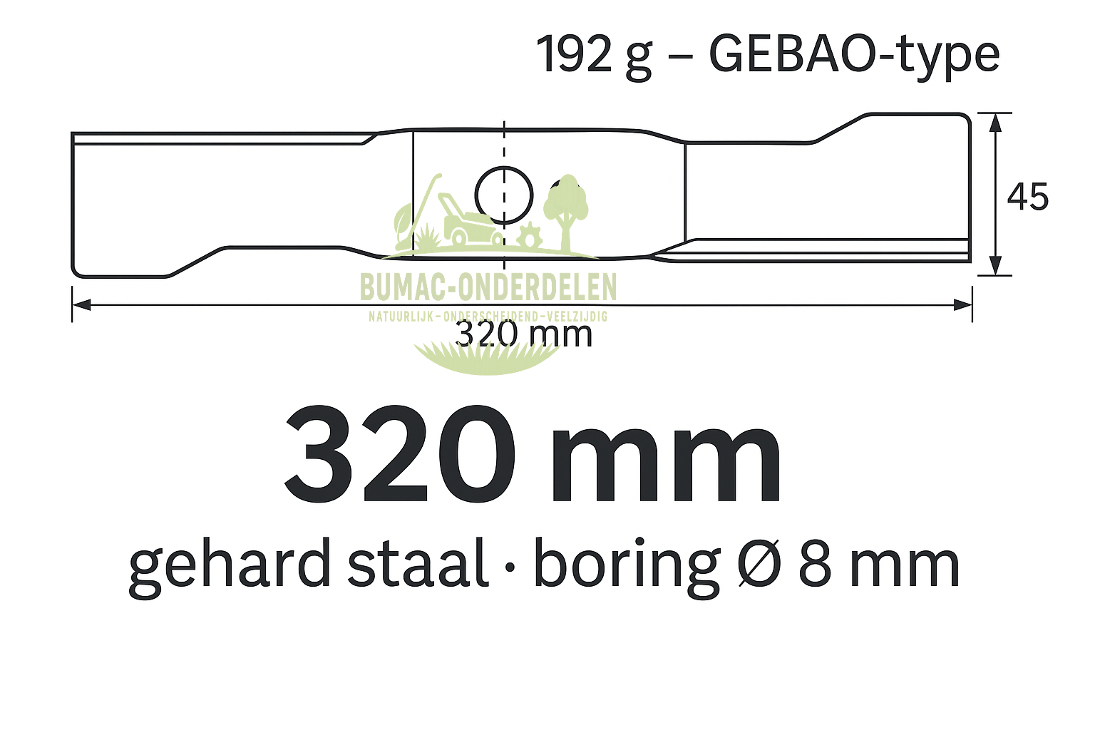 Stiga Maaimes onderdeel 320 mm (Ø 8 mm boring) – passend voor Stiga Collector 34E / Combi 34E / 35E