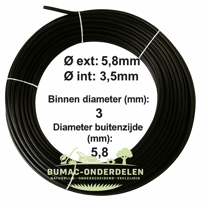 Universele buitenkabel per meter, kunststof mantel Ø 5,8 mm – binnen Ø 3,5 mm, flexibel beschermonderdeel
