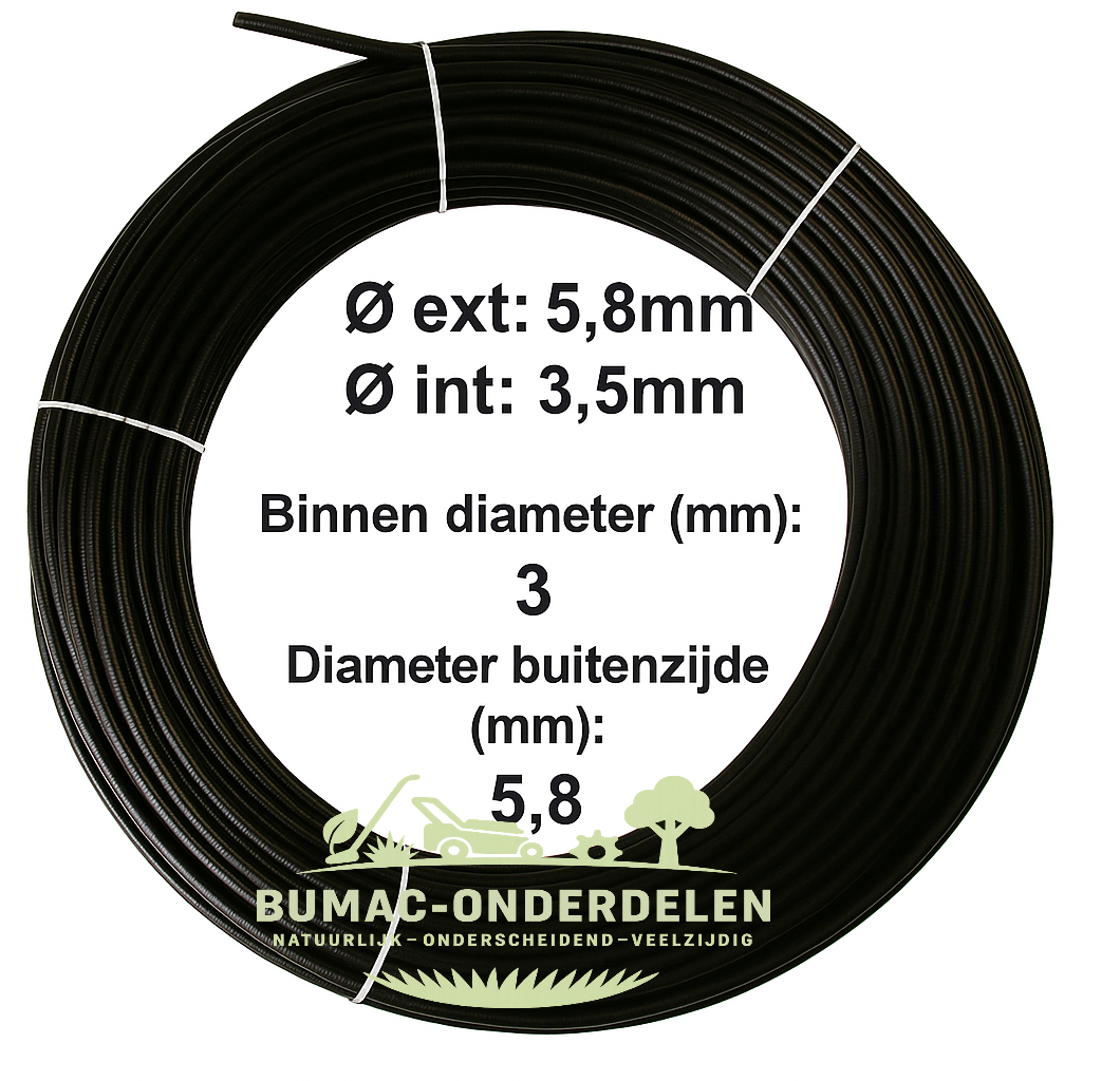 Universele buitenkabel per meter, kunststof mantel Ø 5,8 mm – binnen Ø 3,5 mm, flexibel beschermonderdeel