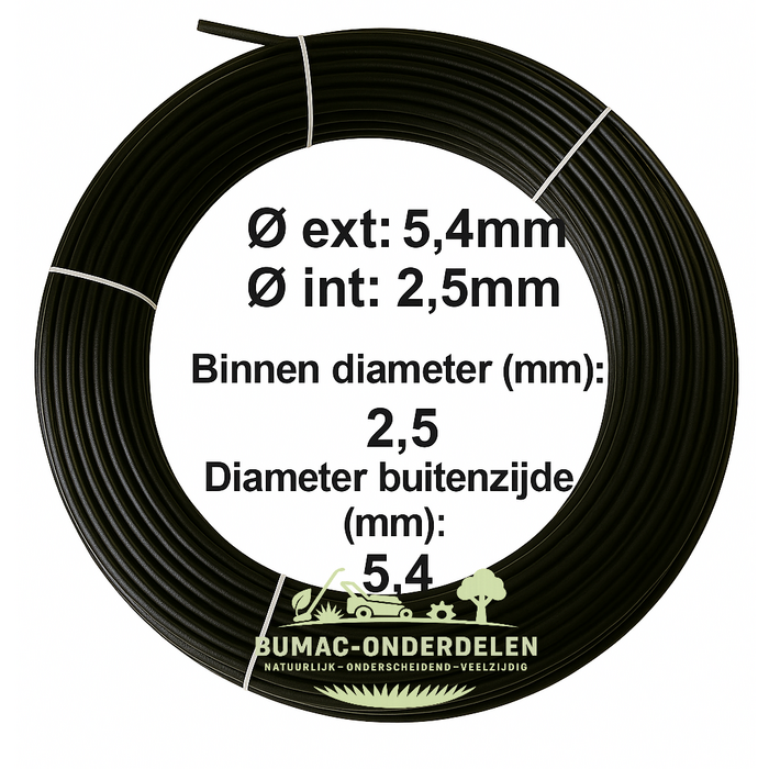 Universele buitenkabel rol 25 meter, kunststof mantel Ø 5,4 mm – binnen Ø 2,5 mm, flexibel beschermonderdeel