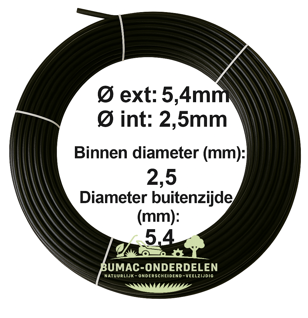 Universele buitenkabel rol 25 meter, kunststof mantel Ø 5,4 mm – binnen Ø 2,5 mm, flexibel beschermonderdeel