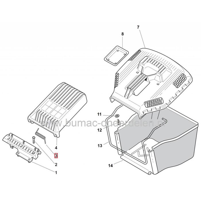 Veer voor Achterklep CASTELGARDEN Grasmaaiers - Loopmaaiers - Benzinemaaiers - Cirkelmaaiers, Stiga - Alpina - Mountfield - Castel Garden, Veren