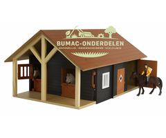 Kids Globe paardenstal met 2 boxen en werkplaats speelgoed boerderij, realistisch boerderijonderdeel