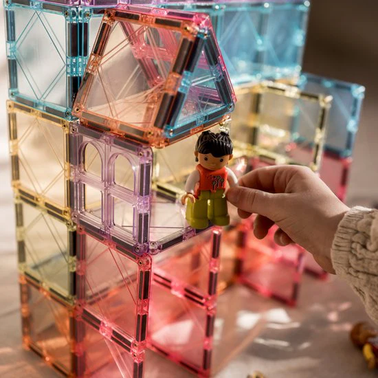 Gladi Tiles Pastel magnetisch educatief speelgoed 30-delig – kleurrijke bouwtegels voor kinderen