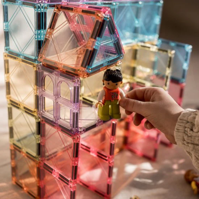 Gladi Tiles Pastel magnetisch educatief speelgoed 100-delig – kleurrijke bouwtegels voor kinderen