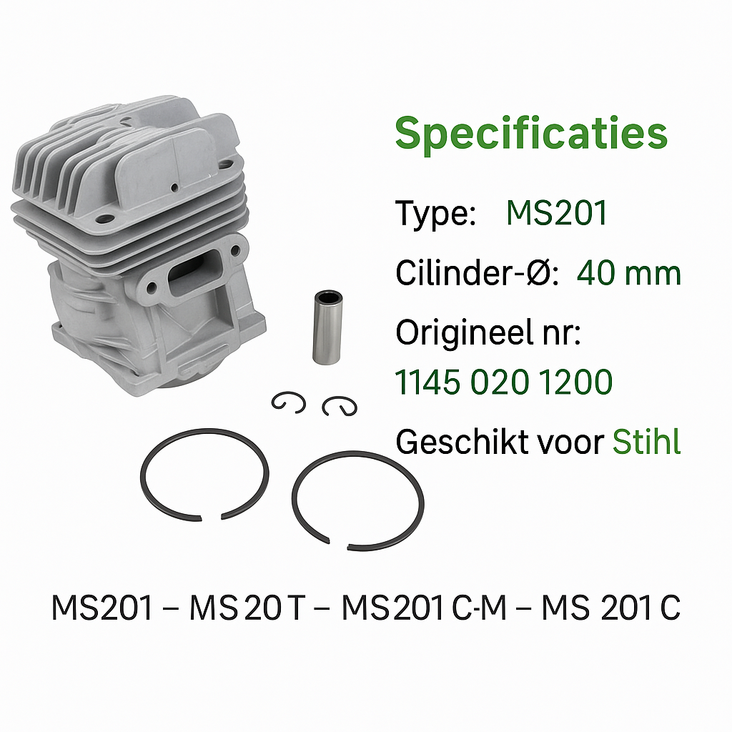 Originele complete cilinderset onderdeel voor Stihl MS201, MS201 T, MS201 C-M en MS201 TC-M kettingzagen