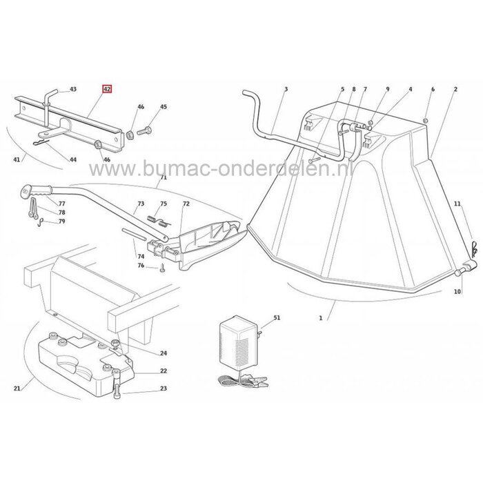 Trekhaak CASTELGARDEN Zitmaaiers 92 Cm, Stiga - Alpina - Mountfield - Castel Garden Trekhaakbalk voor Zitmaaier - Frontmaaier - Tuintrekker