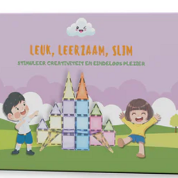 Gladi Tiles Pastel magnetisch educatief speelgoed 30-delig – kleurrijke bouwtegels voor kinderen