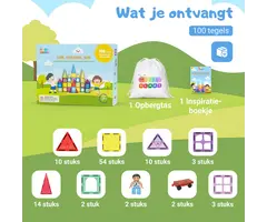 Gladi Tiles 100 Delig Pastel magnetisch speelgoed, educatief bouwspeelgoed