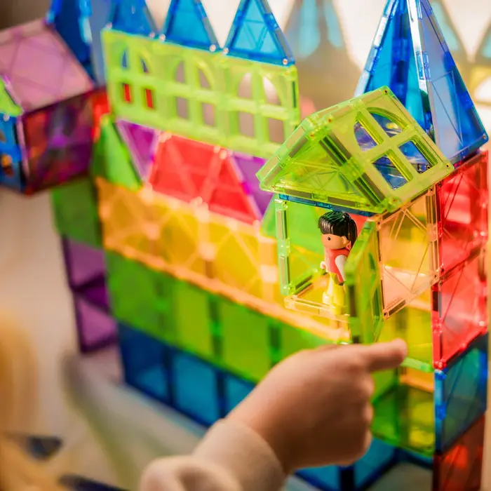 Gladi Tiles Pastel magnetisch educatief speelgoed 100-delig – kleurrijke bouwtegels voor kinderen