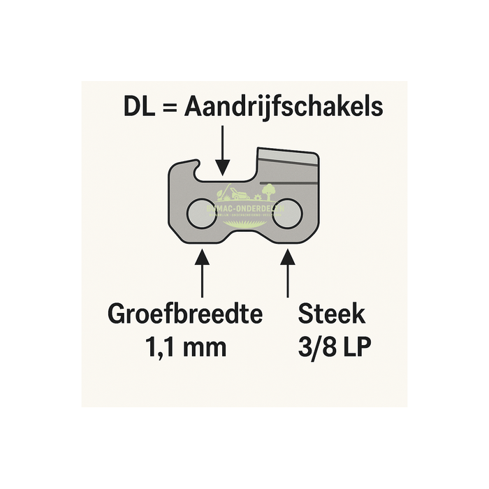 Universeel 3/8 LP 1.1 mm 40DL zaagketting – Semi-Chisel | Onderdeel