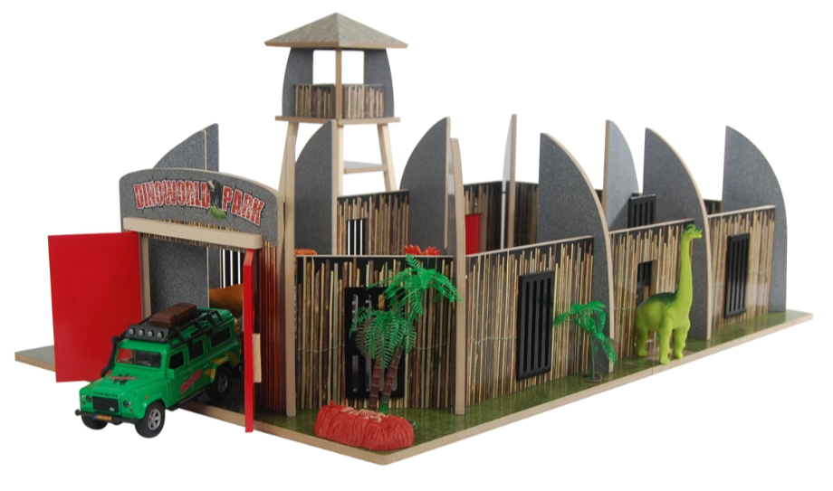DinoWorld dinosaurus park met uitkijktoren 55,5×65,5×30 cm – Speelgoed dinosauruspark