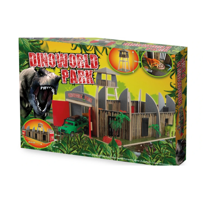DinoWorld dinosaurus park met uitkijktoren 55,5×65,5×30 cm – Speelgoed dinosauruspark