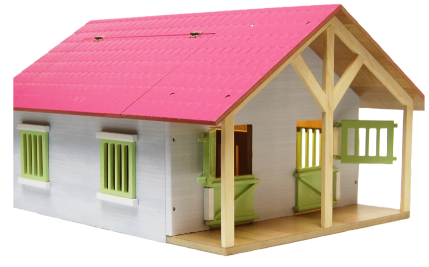 Kids Globe paardenstal hout met 2 boxen en berging roze 1:24 – Speelgoed paardenstal | Onderdeel