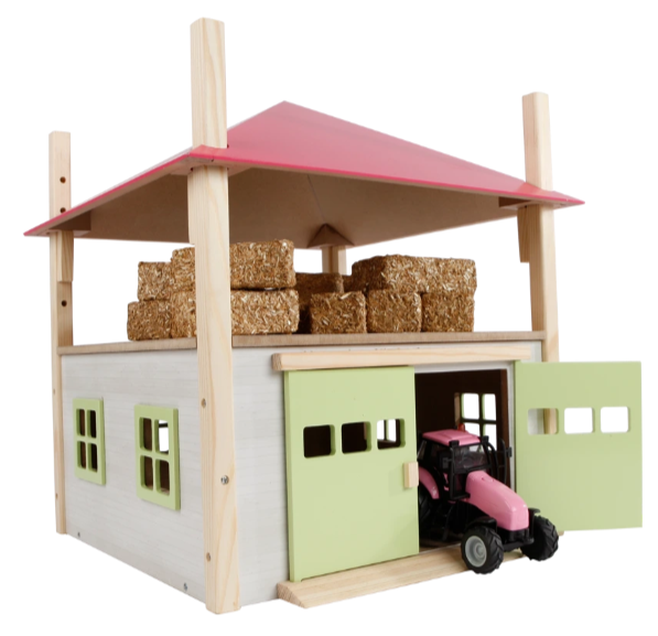 Kids Globe hooiberg hout met berging 1:32 32×32×32,5 cm roze – Speelgoed hooiberg