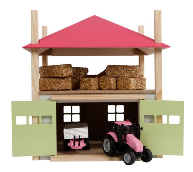 Kids Globe hooiberg hout met berging 1:32 32×32×32,5 cm roze – Speelgoed hooiberg