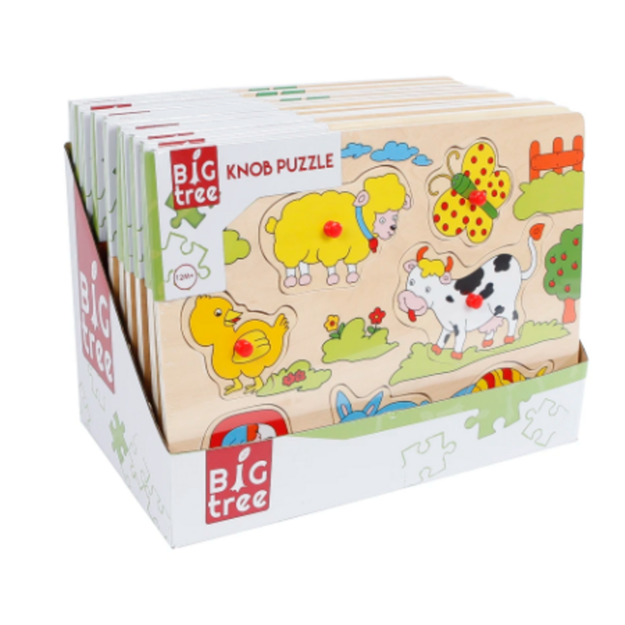 Big Tree knopjespuzzel hout dieren 3ass 30x22cm | Onderdeel