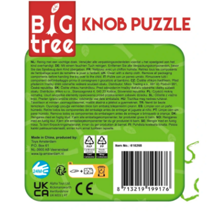 Big Tree knopjespuzzel hout dieren 3ass 30x22cm | Onderdeel