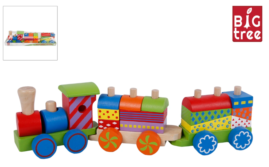 Big Tree treinset hout met 2 wagons 34×6,5×8,5 cm onderdeel