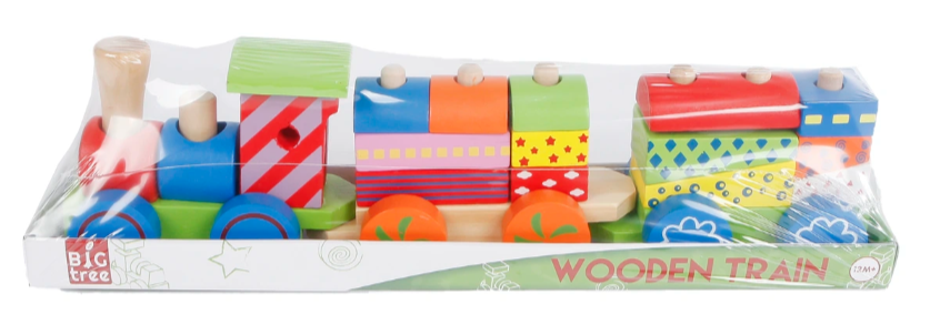 Big Tree treinset hout met 2 wagons 34×6,5×8,5 cm onderdeel