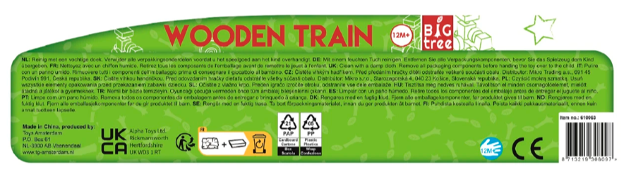 Big Tree treinset hout met 2 wagons 34×6,5×8,5 cm onderdeel