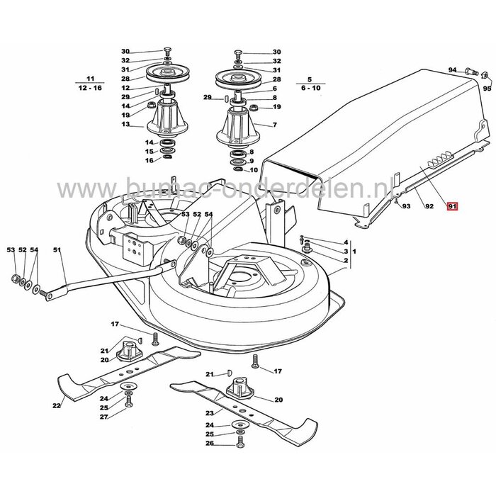 Gras Uitwerppijp CASTELGARDEN 92 Cm Zitmaaiers, Stiga - Alpina - Mountfield - Castel Garden, Zitmaaier - Frontmaaier - Tuintrekker