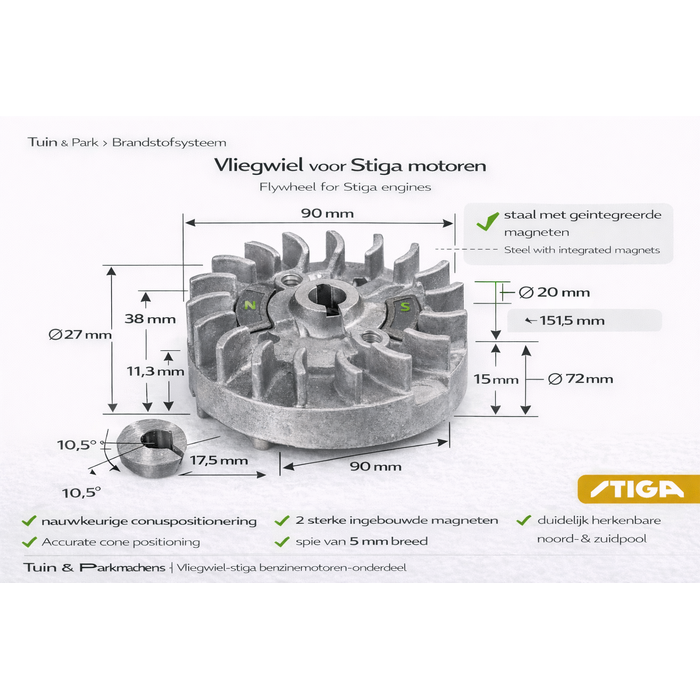Magnetisch vliegwiel voor Stiga benzinemotoren | Onderdeel