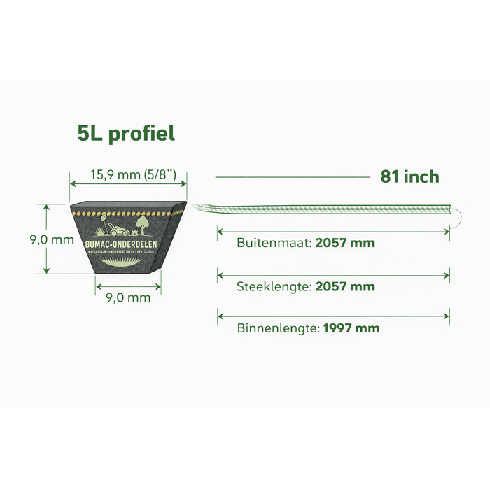 V-snaar 5L 5/8 inch x 81 inch Kevlar cord CR onderdeel