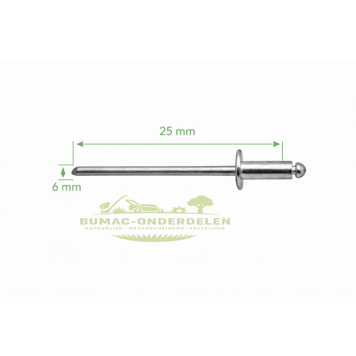 Blindniet onderdeel 6x25 mm platte kop alu/staal (blindklinknagel / popnagel / klinknagel)